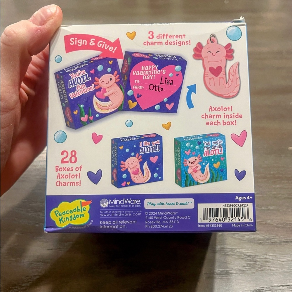 NEW in BOX Axolotl Charm Valentines x 28 Mini Boxes of Axolotl Charms - Picture 12 of 12
